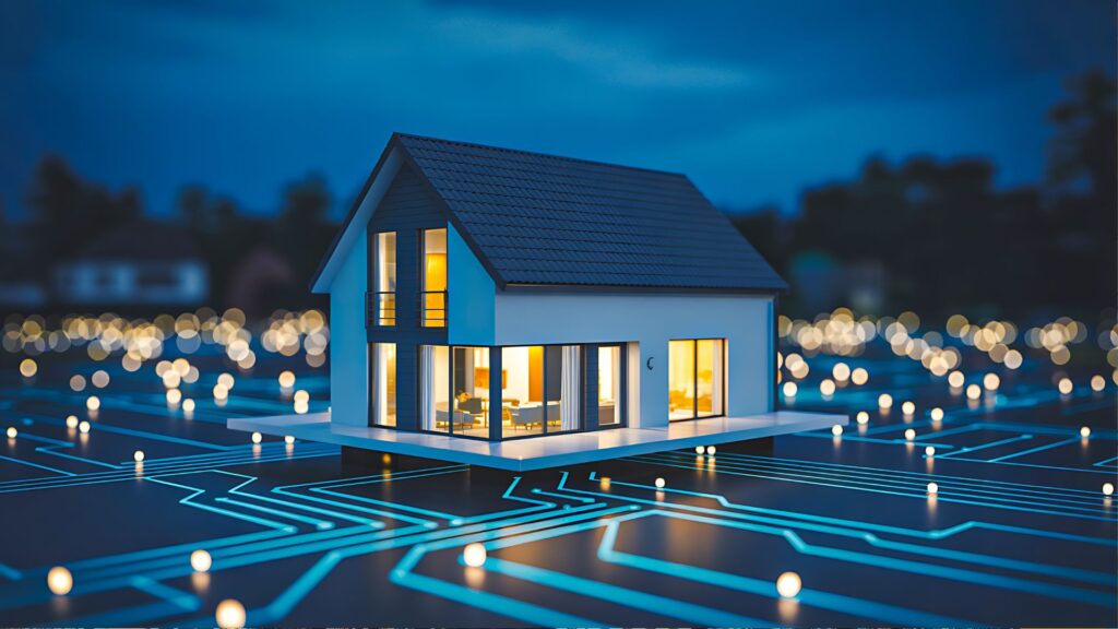 Signs of Home Title Theft. The image depicts a house in the middle of a digital field