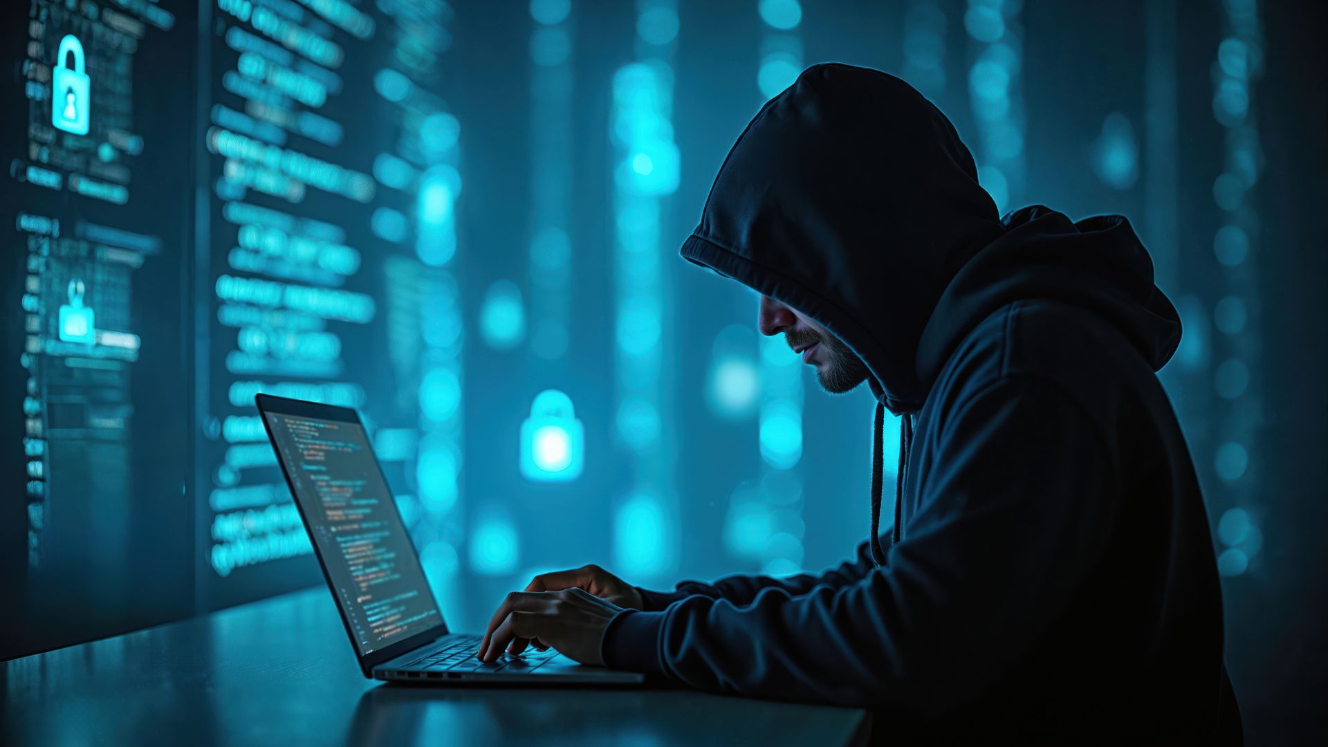 Learn what happens if someone steals the deed to your house. This is an image of a hacker at a computer in a server room.