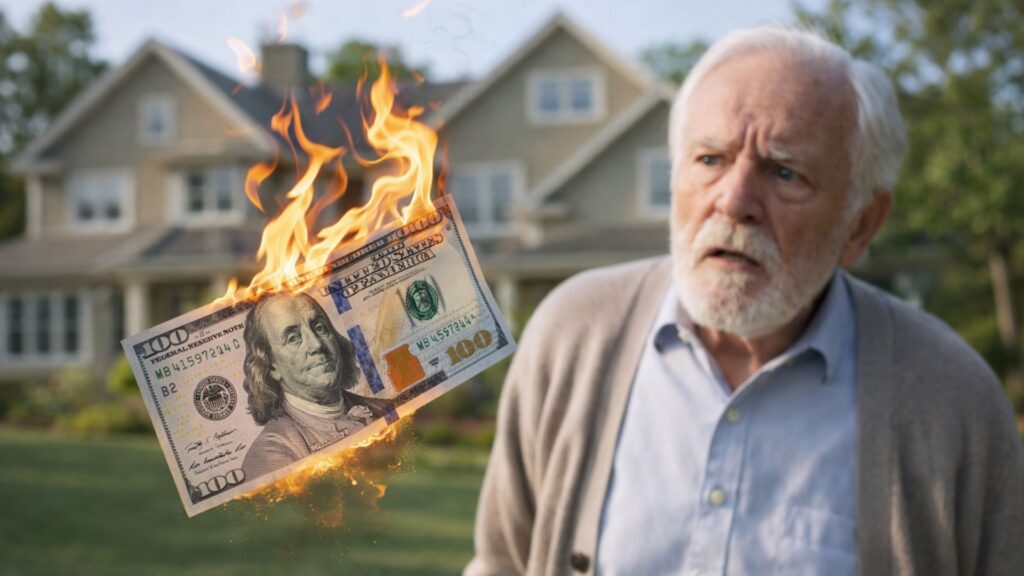 Is Title Lock a Waste of Money? old man watching burning $100 bill burning in front of him