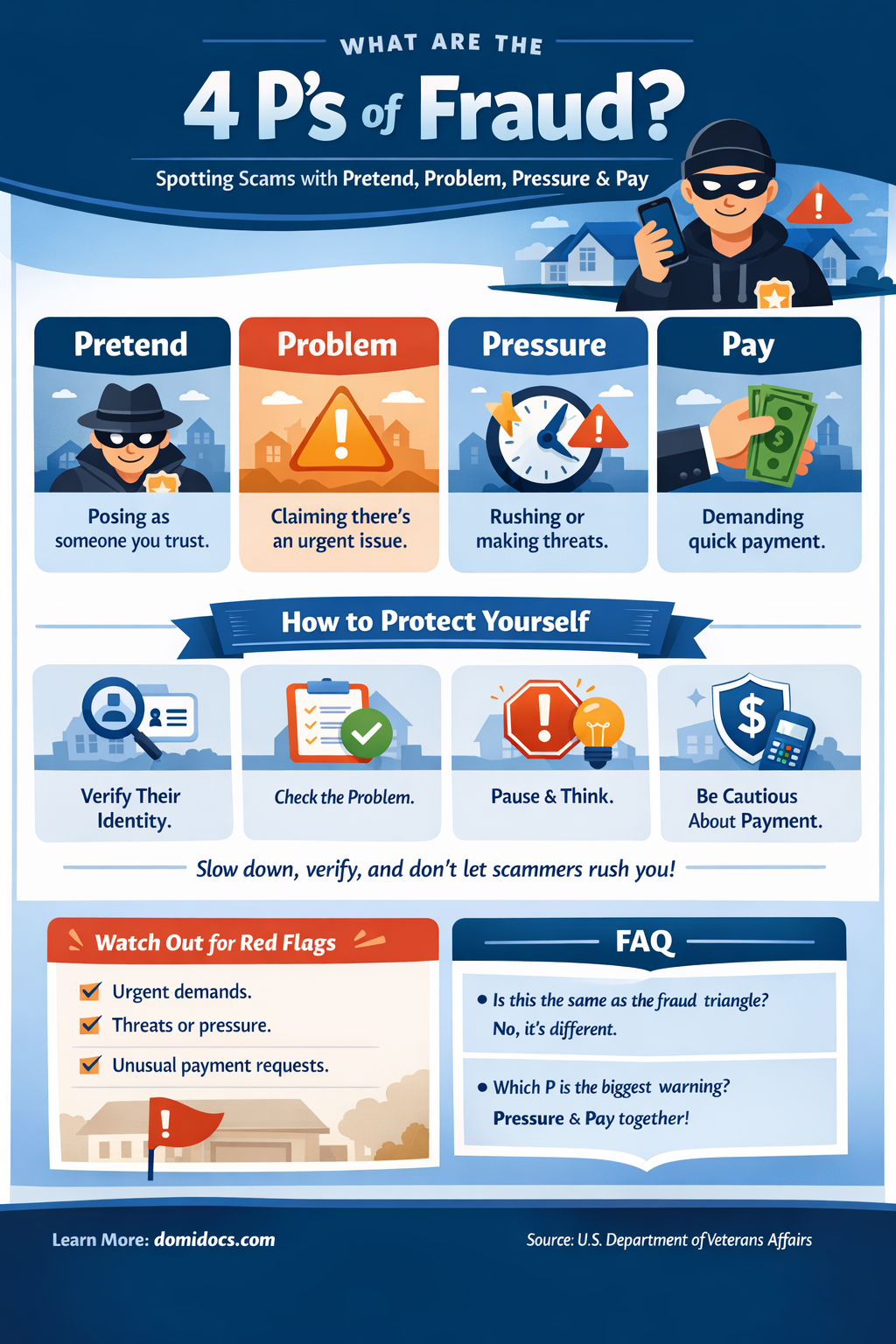 Featured image: The 4 P’s of spotting fraud (Pretend, Problem, Pressure, Pay)