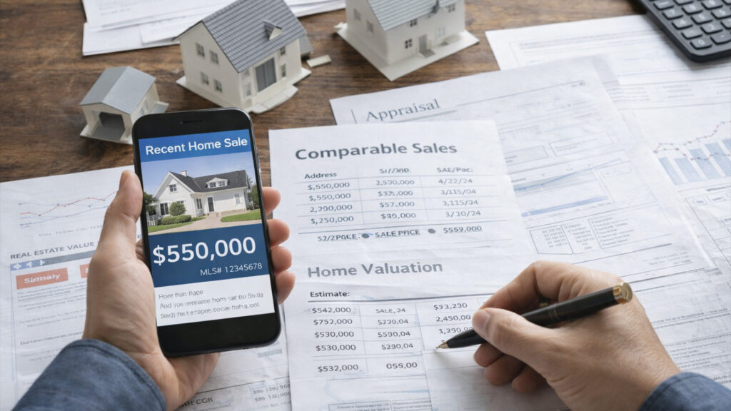 Holding a house listing that says $550,000 figuring out actual value of the property.